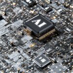 artificial intelligence - 3D render of AI and GPU processors