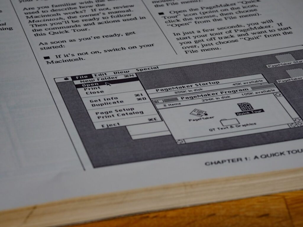 test enhanced formatter - early mac, macintosh, macintosh plus, desktop publishing, 1986, aldus, pagemaker, page maker, pagemaker v.1, apple, apple macintosh, manual, instruction manual